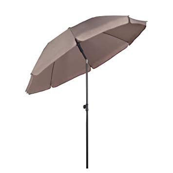 Sekey® Ø 6.5ft / 2m Garden Parasol Umbrella Outdoor Sun Shade for Beach/Pool/Patio Umbrellas Taupe Round Sunscreen UV25