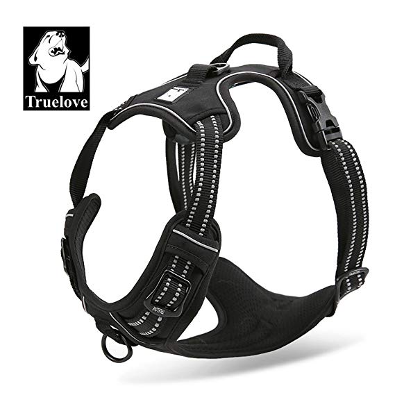 TrueLove Dog Harness TLH5651 No-pull Reflective Stitching Ensure Night Visibility, Outdoor Adventure Big Dog Harness Perfect Match Puppy Vest (Black,M)