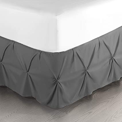 Nestl Pinch Pleat Bed Skirt, Pleated Wrap Around Bed Skirt, Easy Fit 14” Inch Pintuck Bed Skirt, Premium Microfiber Ruffle Bed Skirt, Luxury Bedskirt, Hotel Quality Bed Ruffle, Cal King Bed Skirt Gray