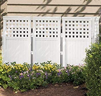 Suncast 4 Panel Outdoor Screen Enclosure - Freestanding Reversible Panel Outdoor Screen - Perfect for Concealing Garbage Cans, Air Conditioners - Light Taupe