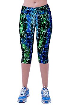 Ancia Womens Tartan Active Workout Capri Leggings Fitted Stretch Tights