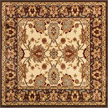 Unique Loom Voyage Collection Traditional Oriental Classic Intricate Design Area Rug, 4 ft x 4 ft, Ivory/Brown