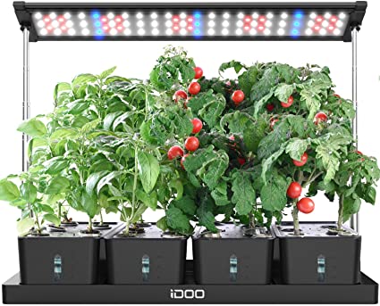 iDOO 20Pods Indoor Herb Garden, LED Grow Light for Indoor Herb Planter with Customize Timer, 4pcs Removable Water Tanks for Indoor Outdoor Hydroponics Growing, Height Adjustable, I-D-01