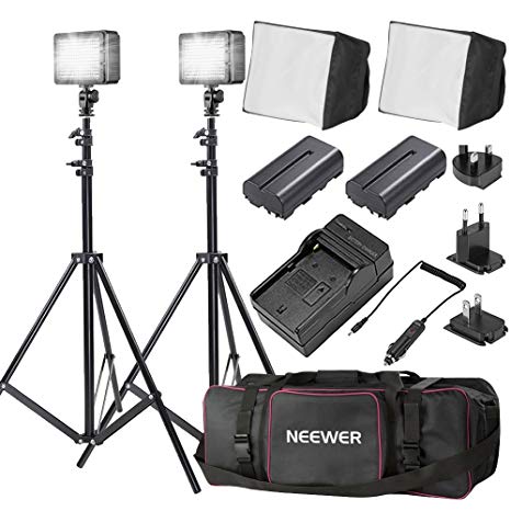 Bestlight® Double LED-204 Ultra High Power Panel Dimmable LED Video Light Kit with Large Deluxe Bag to Carry All Lights& Accessories for Canon, Nikon, Sony and Other Digital SLR Cameras