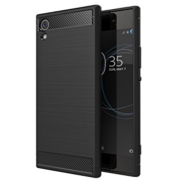 Ziaon Rugged Armor Resilient Shock Absorption and Carbon Fiber Design Protective Case for Sony Xperia XA1 Ultra Duos 2017 - Black