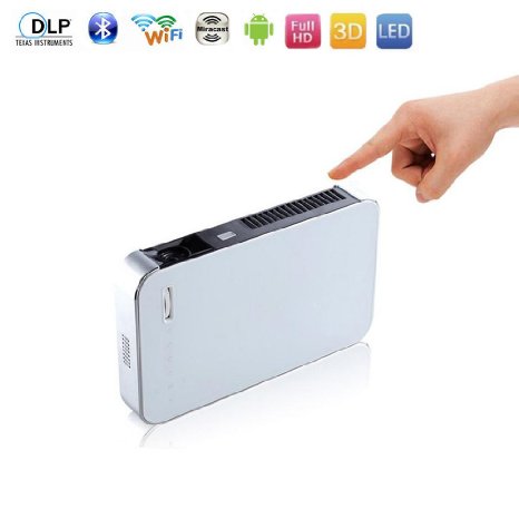 Mini Portable LED Projector HD 3D DLP Smart Home Theater System Projector Andriod 4.4 WIFI Bluetooth 1500LM 1280*800P for Android Apple Phone Home Cinema Theater Games Education Business Party Meeting