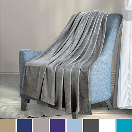 Bedsure Fluffy Blanket Twin/Double Size Silver Grey - Super Soft Flannel Fleece Bedspread Blankets - Luxury Warm Microfiber Bed Blankets for Sofa and Couch 150x200cm