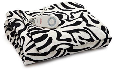 Sunbeam Microplush Heated Throw, Zebra Black, TSM8UP-R901-32A00