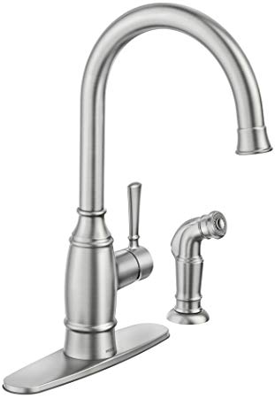 MOEN Noell Single-Handle Standard Kitchen Faucet with Side Sprayer in Spot Resist Stainless