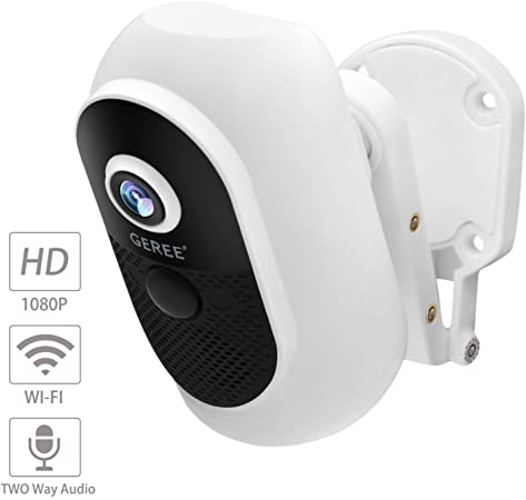 Wireless Outdoor Security Camera,Rechargeable Battery WiFi Camera, Indoor/Outdoor Surveillance Home Camera,GEREE 1080P Video with Motion Detection, 2-Way Audio, Waterproof