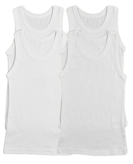Buyless Fashion Boys Soft 100% Cotton White Scoop neck Undershirt (4 Pack)