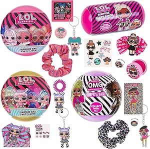 L.O.L. Surprise! 4 Pack Novelty Assortment Balls Value Pack, OMG Birthday, LOL Surprise Dolls Party Favors and Accessories for Girls