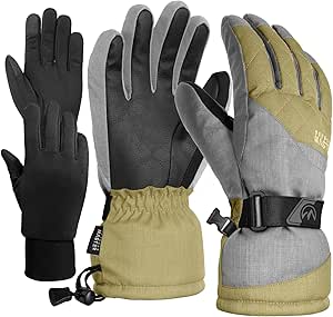 OutdoorMaster Ski & Snow Gloves, Winter Waterproof Thermal Gloves for Adult Men & Women, Winter Sports, Skiing, Snowboarding