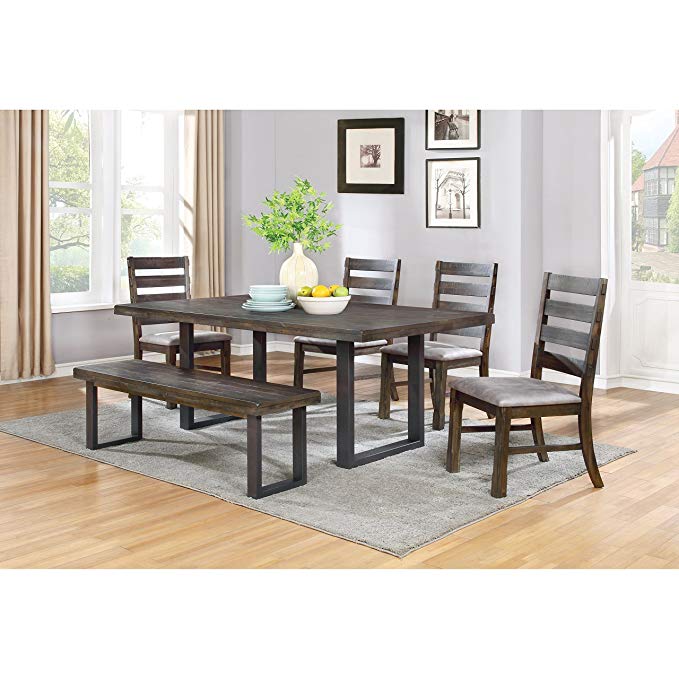 Coaster Home Furnishings Murphy 5-Piece Rectangular Table Dining Set Wired Brush Mineral and Light Taupe