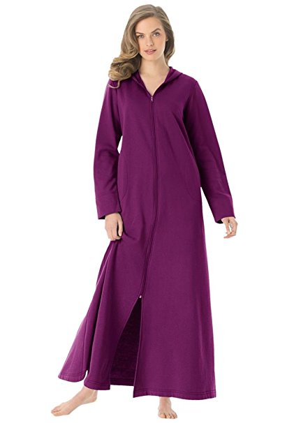 Dreams & Co. Women's Plus Size Petite Hooded Fleece Robe