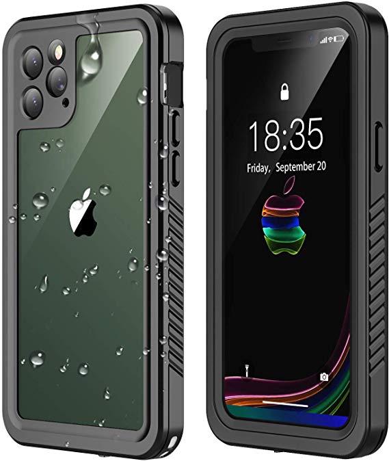 RedPepper iPhone 11 Pro Waterproof Case, Clear Full Body Heavy Duty Protection with Built-in Screen Protector Shockproof Rugged Cover Designed for iPhone 11 Pro 5.8 inch 2019 （Black）