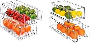 Sorbus Fridge Drawers Bundle - 5 Pack 3 Medium, 2 Small Pull Out Drawers