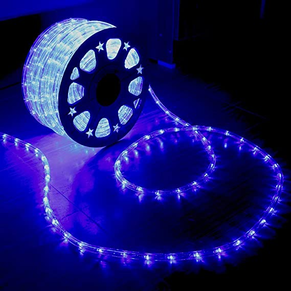 Indoor Outdoor Rope Lights ,110V 100ft 1/2" Blue Led Outdoor Rope Lights Waterproof Connectable Kit for Deck,Pool,Landscape,Background,Christmas,Trees,Bridges,Eaves Decorative with UL Certified (Blue)