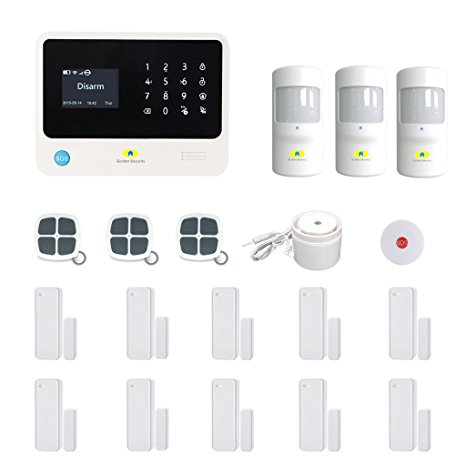 Golden Security Touch screen keypad LCD display Wireless WIFI & GSM 2-in-1 with Auto Dial,Motion Detectors and more diy Home Alarm System G90B-W02