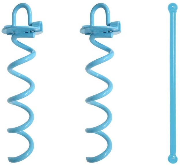 Spiral Ground Anchor, 10 Inch,2 Pack, with Folding Ring for Securing Tents, Canopies, Tarps, Trampoline, Swing Sets, Powder-Coated Solid Steel Earth Auger