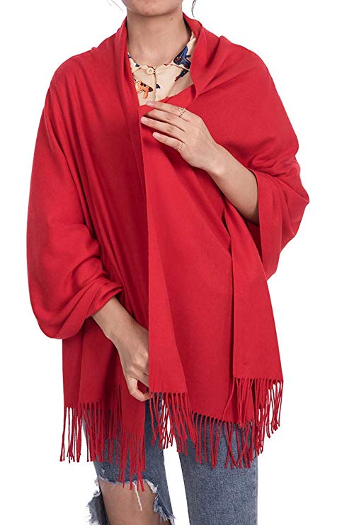 Womens Soft Scarf Blanket Large Pashmina Cashmere Shawls Wrap Stole with Tassel