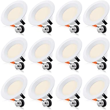 MustWin 12 Pack 4 Inch Dimmable LED Downlight, 10W (65W Replacement), 700LM Retrofit Recessed Lighting, CRI 90 , 3000K Warm White, Damp Rated, Energy Star & ETL Listed