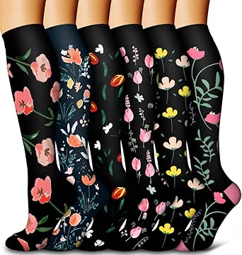 Bluemaple 6 Pack Copper Compression Socks for Women and Men Circulation-Best Support for Medical, Running,Nursing,Athletic