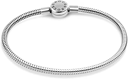 GNOCE Charm Bracelet Stainless Steel Snake Chain Metal Basic Charm Bracelet DIY Bangle with Round shaped Clasp