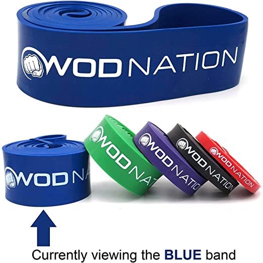 WOD Nation Pull up Assistance Bands Best for Pullup Assist, Chin Ups, Resistance Band Exercise, Stretch, Mobility Bench Work & Serious Fitness - Single Band 41 inch Straps
