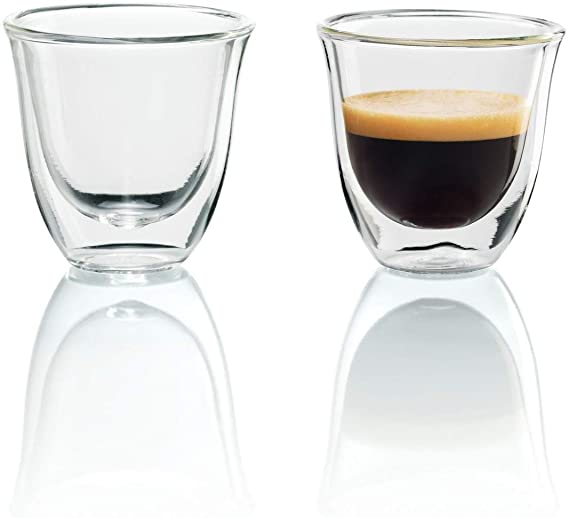 De'Longhi DeLonghi Double Walled Thermo Espresso Glasses, Set of 2, Regular, Clear