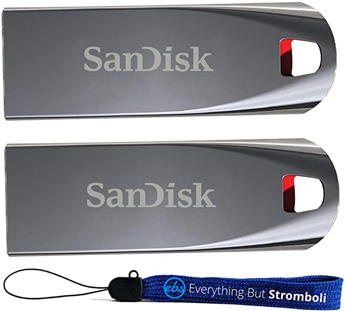 SanDisk 32GB (Two Pack Bundle) Cruzer Force Flash Drive 32G USB 2.0 SDCZ71-032G-B35 with Everything But Stromboli (TM) Lanyard