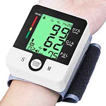 Wrist Blood Pressure Monitor Backlit Display Voice Broadcast Lithium Battery Charging Adjustable Wrist Cuff Perfect for Health Monitoring ck-W132