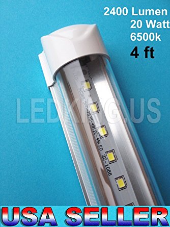 10-Pack 4ft Integrated Led Light Tube 20w Clear 48" 6500k F48T12 Integrated Fluorescent for Basement, Garage, Shop