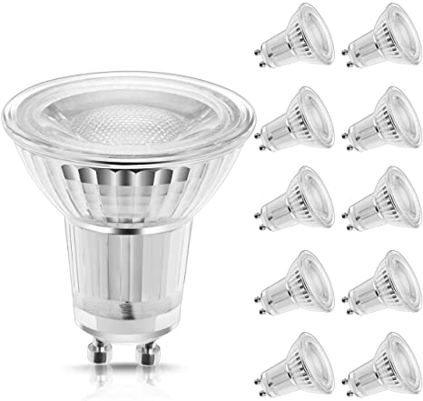 Fulighture LED Spotlight Bulbs, GU10 4W(35W Incandescent Bulb Equivalent), 6000K Day White, 300LM 120 Degrees Beam Angle, Perfect for Home Lighting in Bedroom, Living Room, Not Dimmable, Pack of 10