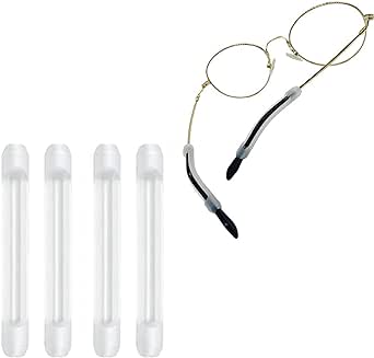 2 Pair Eyeglasses Ear Grip - Soft Silicone Anti-Slip Holder for Glasses - Hypoallergenic Temple Tips Sleeve Retainer - Enhances Comfort & Fit for Spectacles (White)