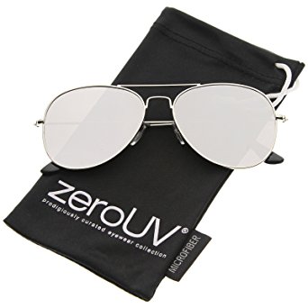 zeroUV - Classic Teardrop Full Metal Flash Mirrored Flat Lens Aviator Sunglasses 54mm