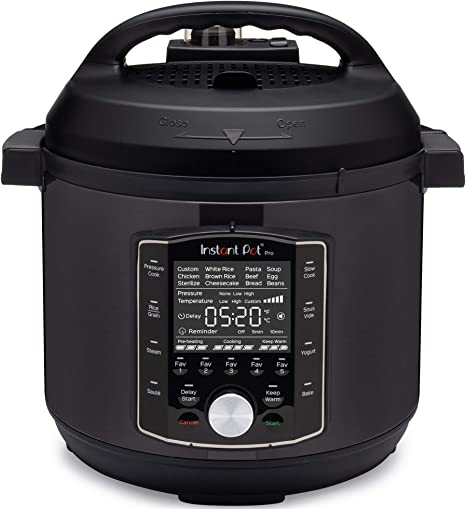 Instant Pot Pro 10-in-1 Electric Multi Functional Cooker - Pressure Cooker, Slow Cooker, Rice Cooker, Steamer, Sauté, Sterilizer, Yogurt Maker, Sous Vide - Black Stainless Steel, 1200 W, 7.6L