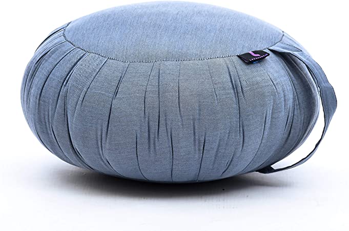 Leewadee Meditation Cushion Round Zafu Pillow for Floor Seating Eco-Friendly Organic and Natural, 16x8 inches, Kapok
