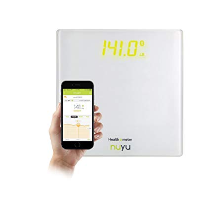 Health o meter nuyu Wireless Connected Scale with Auto-Pairing, BMI Tracking and Disappearing LED Screen, White