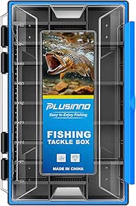 PLUSINNO Fishing Tackle Box, Waterproof Tackle Box Organizer with Removable Dividers,1 Packs /2 Packs Fishing Box Tackle Tray Lure Box and Terminal Tackle Storage