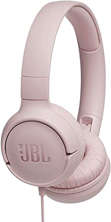 JBL T500 in Pink – Over Ear Lightweight / Foldable Headphones with Pure Bass Sound – 1-Button Remote / Built-In Microphone