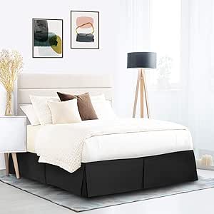 Nestl Black Twin XL Bed Skirt - Twin XL Size Bed Skirt 14 Inch Drop - Brushed Microfiber Bed Skirts - Hotel Quality Pleated Bed Skirt - Shrinkage & Fade Resistant