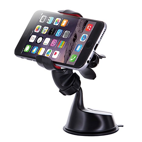 Dash Crab FX - Cell Phone Car Mount Holder, One-handed Operation Clamp Grip, Windshield Dashboard Car Mount, Universal Fit for iPhone, Samsung Galaxy, LG, HTC, Nexus and all (Black)