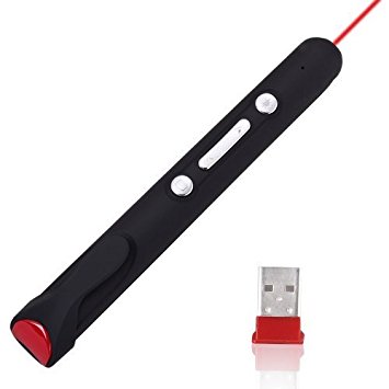 PowerPoint Remote Control Presentation Clicker - August LP170 - Easily Control Slides whilst you Teach or Talk - Wireless Presenter with Laser Pointer (&lt;1mW) [Black]