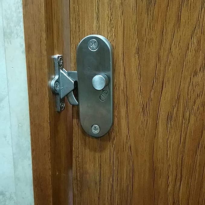 Sliding Door Lock 90 Degree Moving Door Right Angle Buckle Privacy Lock, Sliding barn Door Lock and Latch Bolt Lock cam Lock (2 Silver)