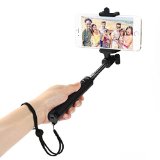 Selfie Stick Flexion Ultra Compact Foldable QuickSnap Pro 3-In-1 Self-portrait Monopod Extendable Wireless Bluetooth Selfie Stick with built-in Remote Shutter With Adjustable Phone Holder Black