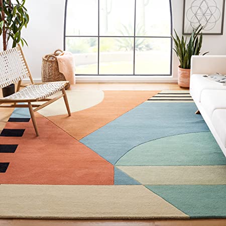 Safavieh Rodeo Drive Collection RD863A Handmade Mid-Century Modern Abstract Wool Area Rug, 6' x 9', Gold