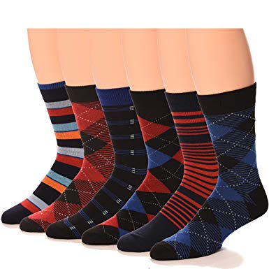 Debra Weitzner Mens Dress Socks Gift Box Crew Cotton Assorted Casual Novelty Socks 6 Pairs