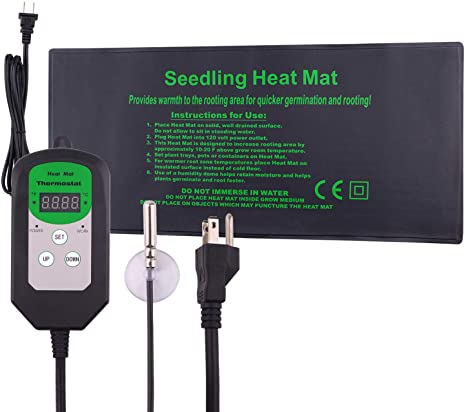 Seedling Heat Mat with Temperature Control - Waterproof Germination Heating Pad Digital Thermostart for Reptiles Kombucha Plant Combo Set