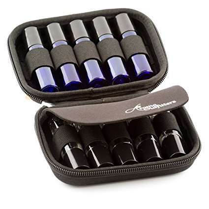 Essential Oil Carrying Case - Black - Fits TEN 10ml Roller Bottles - (Can hold 10ml, 10ml Rollers, & 5ml) Travel Bag Organizer works with Young Living, doTERRA, Plant Therapy and more